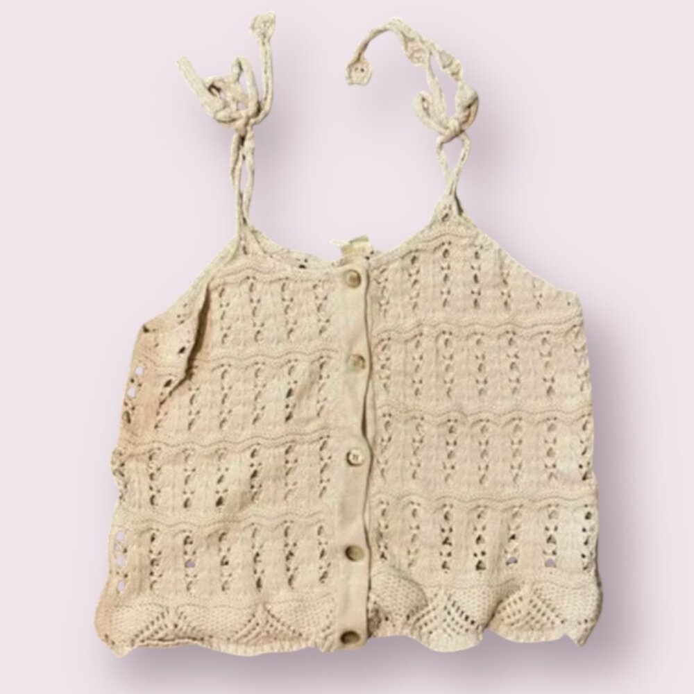⭐️ Moth Crochet Button Down Peasant Hipster Hippie Chic Beach Strap Boho Blouse